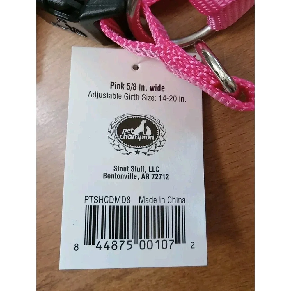 Pet Champion Medium Step in Dog Harness Pink 5/8 in Wide Adjust Girth 14-20 in